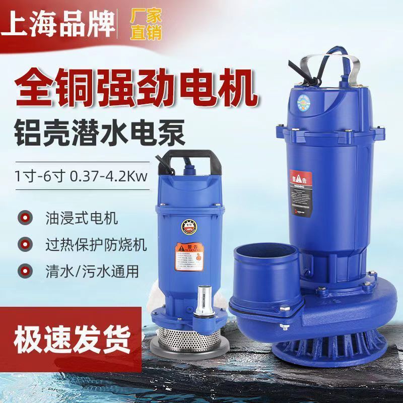 Shanghai People's Submersible Pump 220v Water Pump for Clear Water, Agricultural Irrigation, Household High-Pressure Large-Flow Water Pump