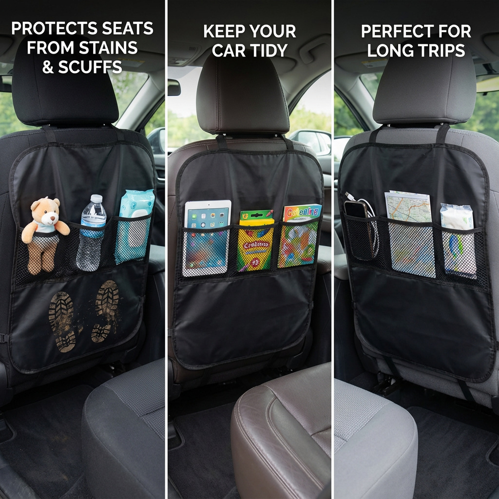 Car Seat Back Anti-Kick Pad Universal Model Front Seat Back Child Anti-Kick Anti-Dirt Storage Bag Organizer Supplies