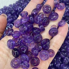 批发天然紫水晶爱心形DIY手串吊坠饰品紫水晶平安扣手链吊坠配件