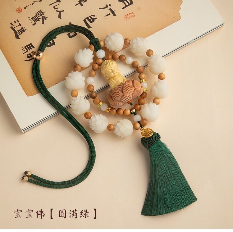 Car Rearview Mirror Pendant Haoyunlian Baby Buddha Bodhi Lotus Car Interior Decoration Ladies Car High-End Pendant