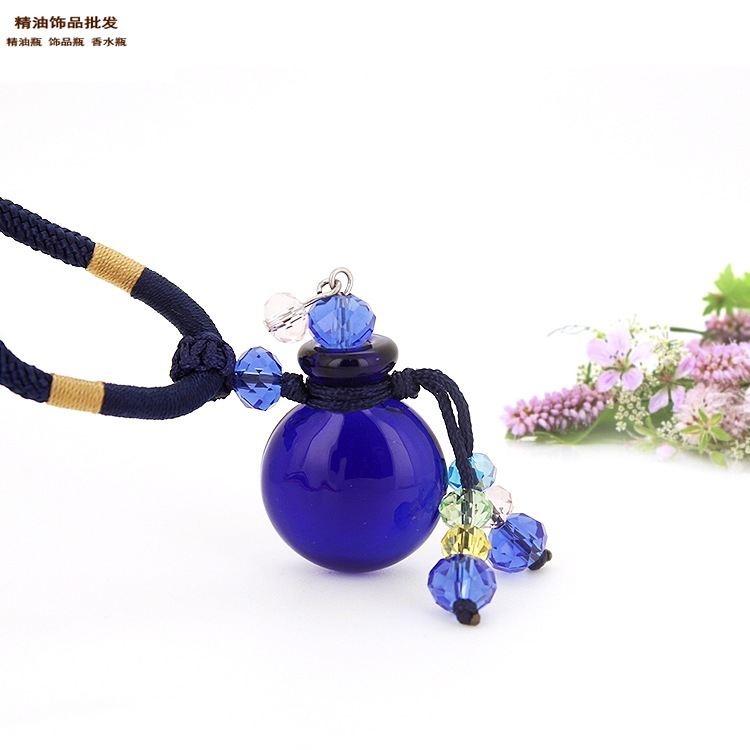 精油饰品网扁圆深蓝色纯透明琉璃瓶配双扣绳项链2.jpg