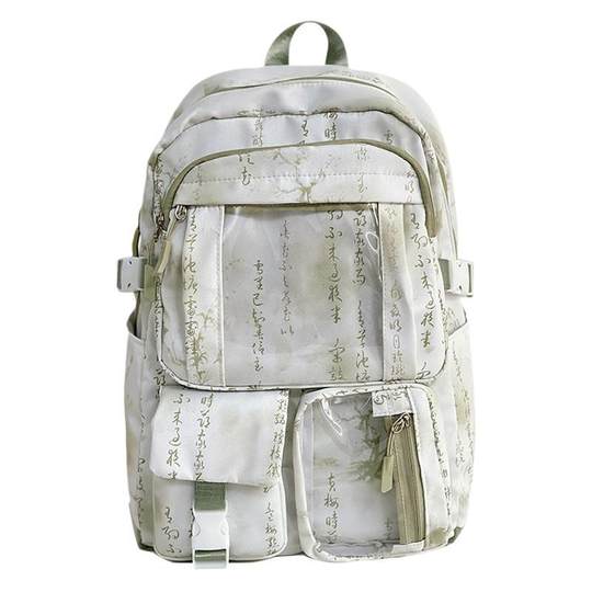 New Chinese Style National Style Transparent Schoolbag Women's Large Capacity Backpack Junior High School Girls Senior high school Students Leisure Computer Backpack