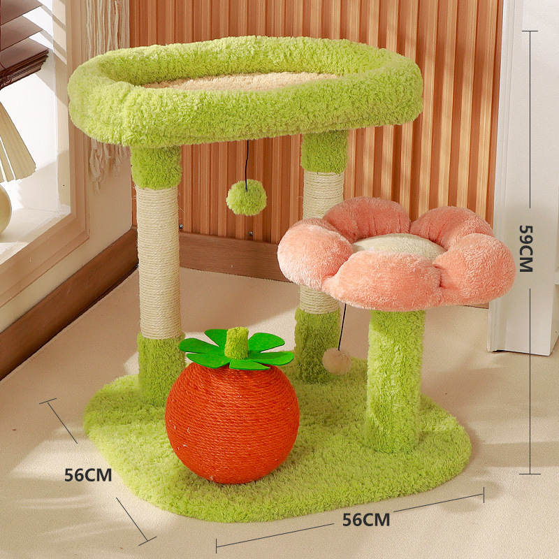 Árbol para Gatos Grande Transfronterizo Hecho de Sisal, Soporte para Gatos que Ahorra Espacio, Modelo de Exportación, Árbol para Gatos Integrado con Cama para Gatos, Suministros Populares para Mascotas.