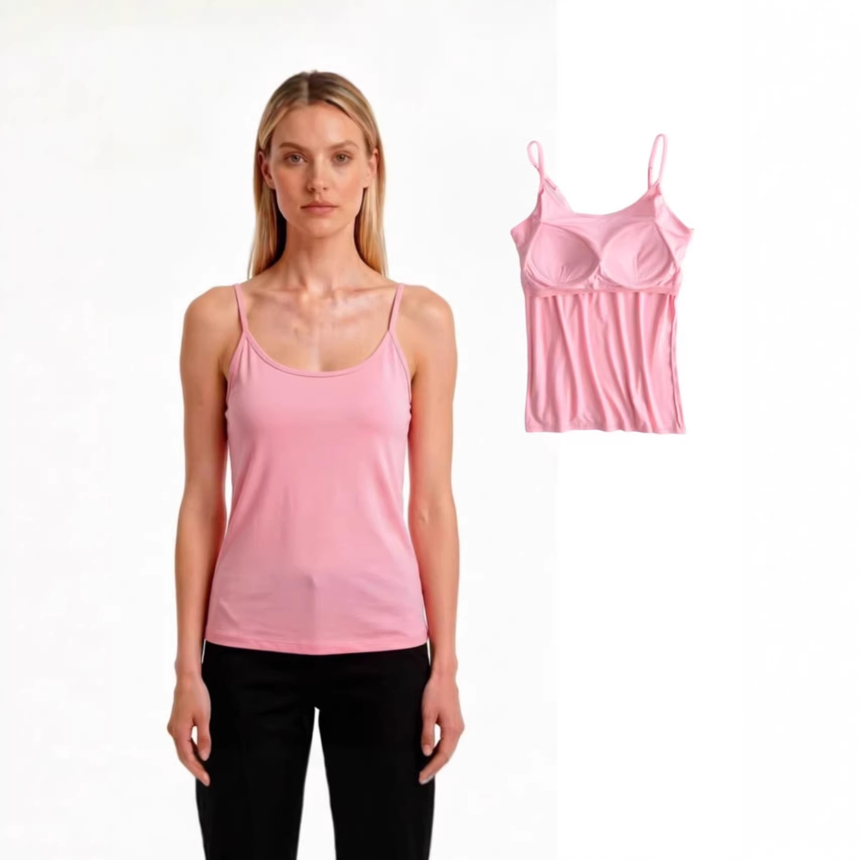 Cross-Border E-Commerce Modal Yoga Camisole with Padded Cups, Plus-Size Integrated Camisole Tank Top