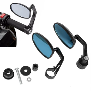 Motorcycle electric car rearview mirror handlebar folding mirror handle cover plug reflector rearview mirror rotatable blue mirror