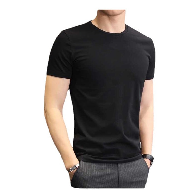 Fashionable cotton base solid color T-shirt for leisure
