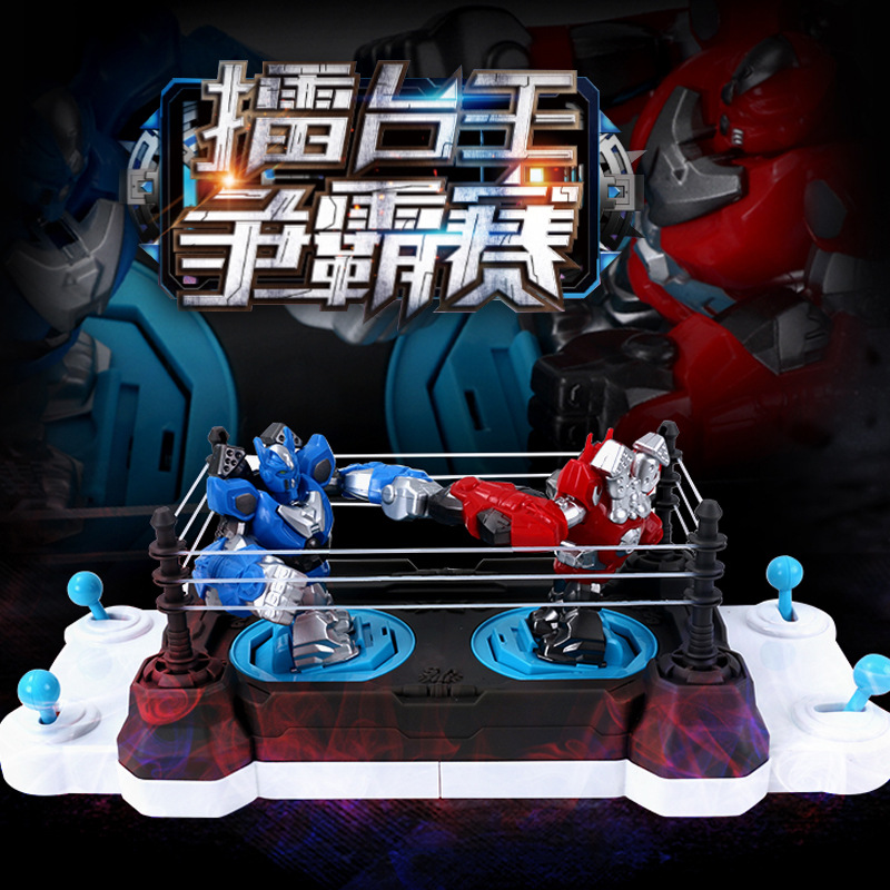 Double Fighting Boxing Battle Challenge Arena King Dinosaur Robot Sound and Light Effect 4-6 Years Old Competitive Desktop Toy