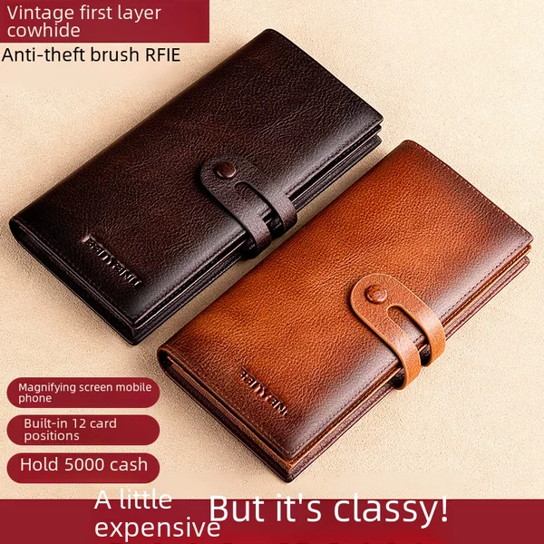 Guangzhou banyanu leather factory wallet men's leather long large capacity cowhide wallet new business wallet men
