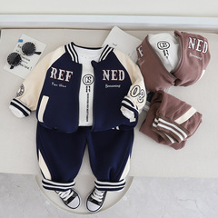 兒童裝男童寶寶秋冬季小熊外套三件套長袖加絨衛衣薄絨長褲棉批發