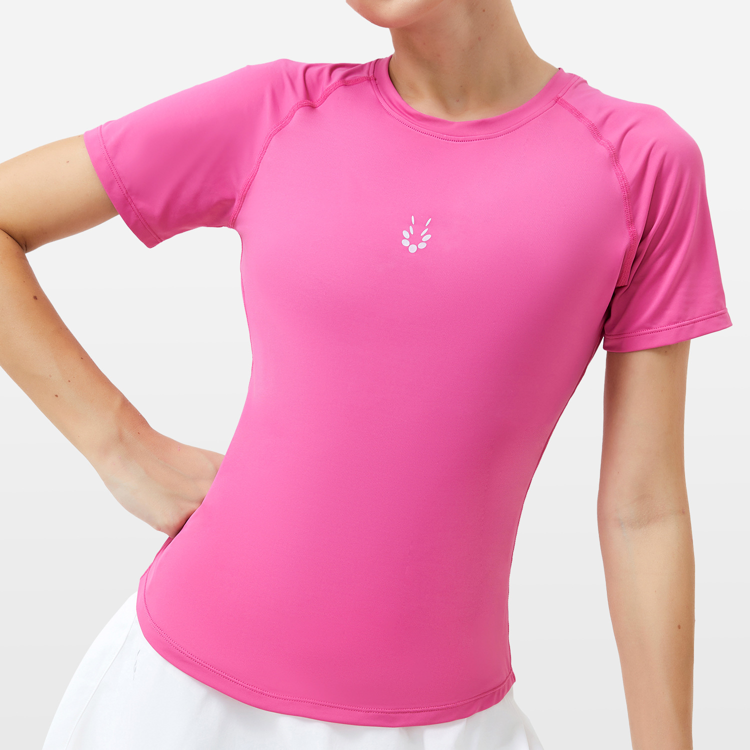 Ropa de ejercicios desnuda para mujeres delgada helada de cuello redondo con mangas de hombro para correr camiseta deportiva delgada ropa de yoga roja en línea