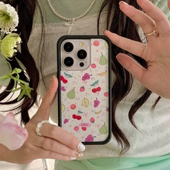 夏日碎花水果鏈條鏈條適用蘋果15ProMax手機殼12全包iphone13軟殼