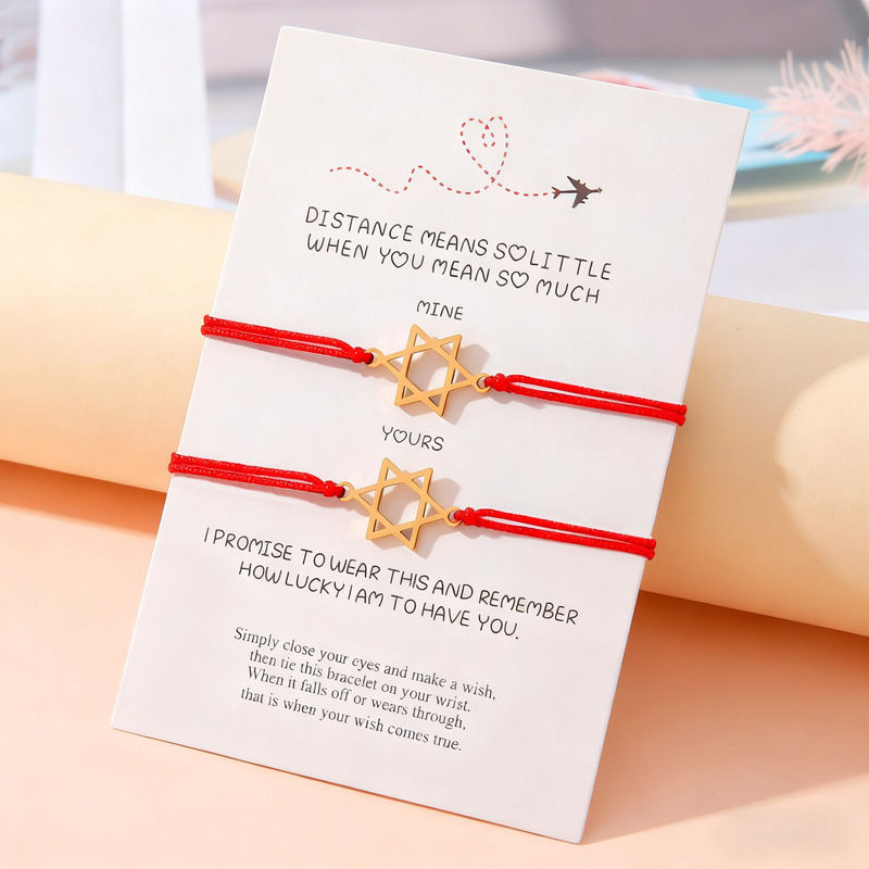 Cross-border shein Hot Couple Hand Rope Creative Stainless Steel Five-pointed Star Diamond Knot 18K Gold Color Bracelet for Women Cross-border shein Hot Couple Hand Rope Creative Stainless Steel Five-pointed Star Diamond Knot 18K Gold Color Bracelet for Women