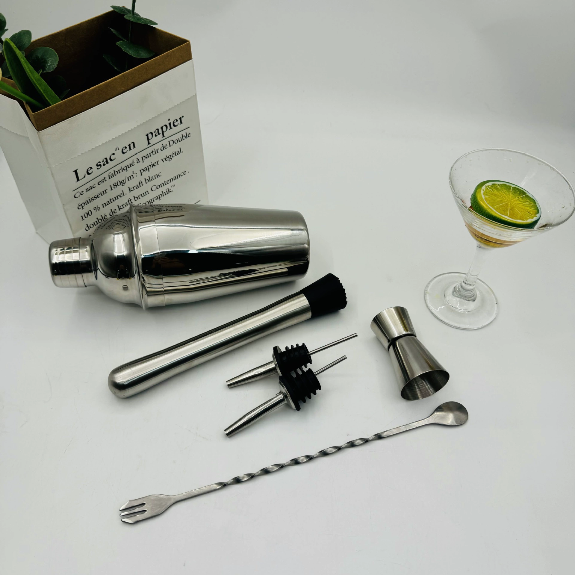 Shaker stainless steel, set, cocktail wineglass, full set, wholesale