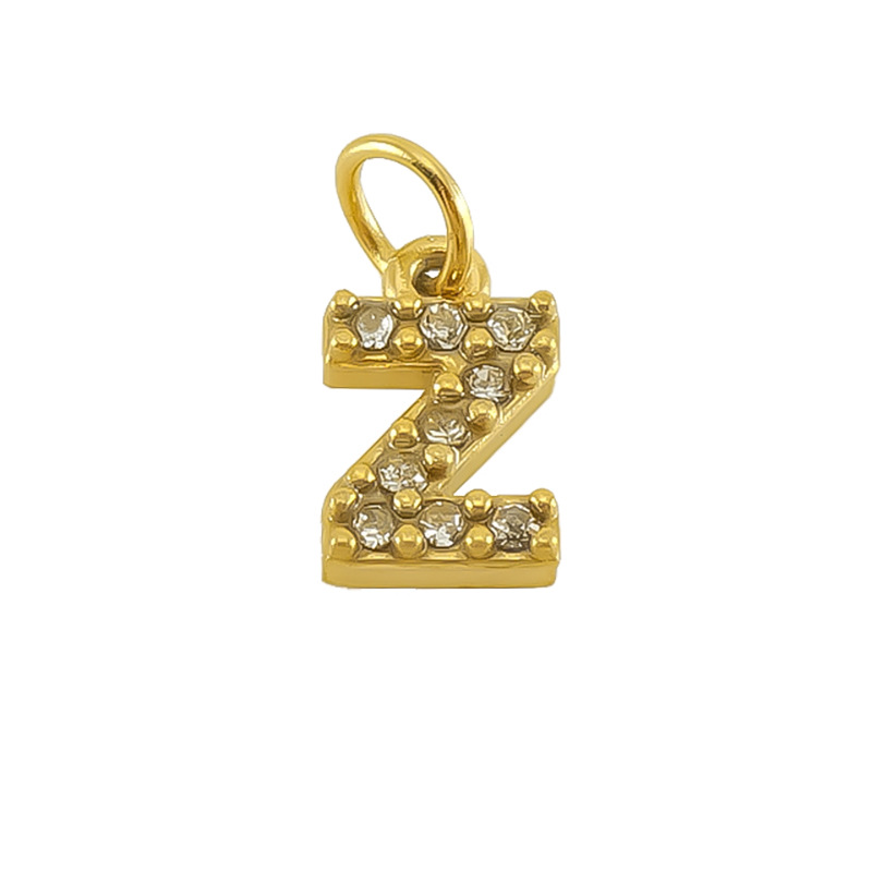 Nueva moda europea y americana de acero inoxidable con incrustaciones de diamantes 26 letras inglesas colgantes accesorios femeninos Advanced Advanced Mini letras joyas