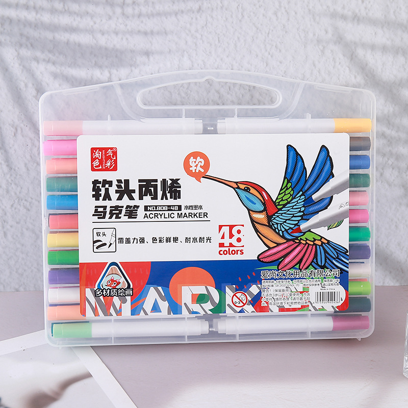 Caja de regalo de punta suave acrílico rotulador estudiante niños arte acuarela pluma impermeable pintado a mano bricolaje acrílico al por mayor