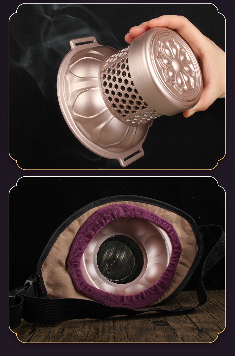 Moxa Lotus Burner Ai Lian Jiu Palace-Style Moxibustion Box with Smoke Filter for Home Warming Therapy preparation