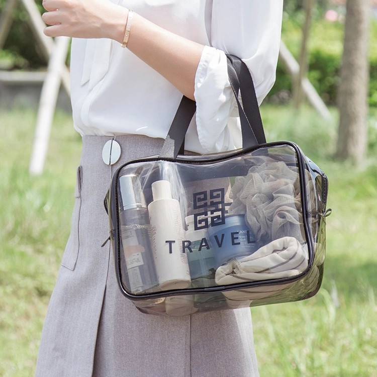 PVC透明包多功能大容量防水防尘袋手提化妆包旅行加厚便携收纳包