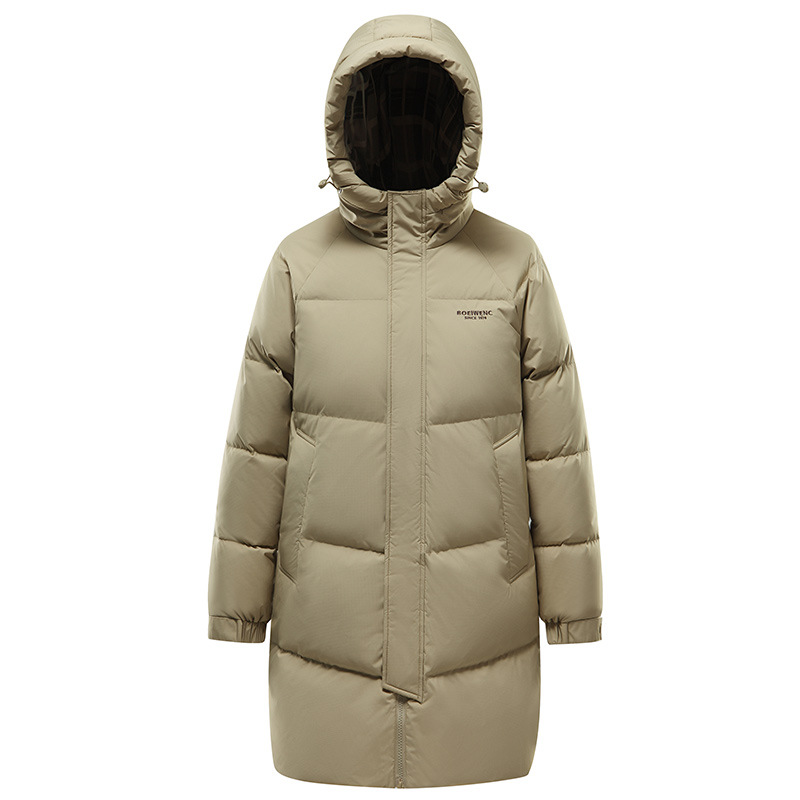 Giacca in piumino di media lunghezza, tinta unita, reversibile, con cappuccio, da uomo, di qualità National Standard 90, in anatra_voghion.com