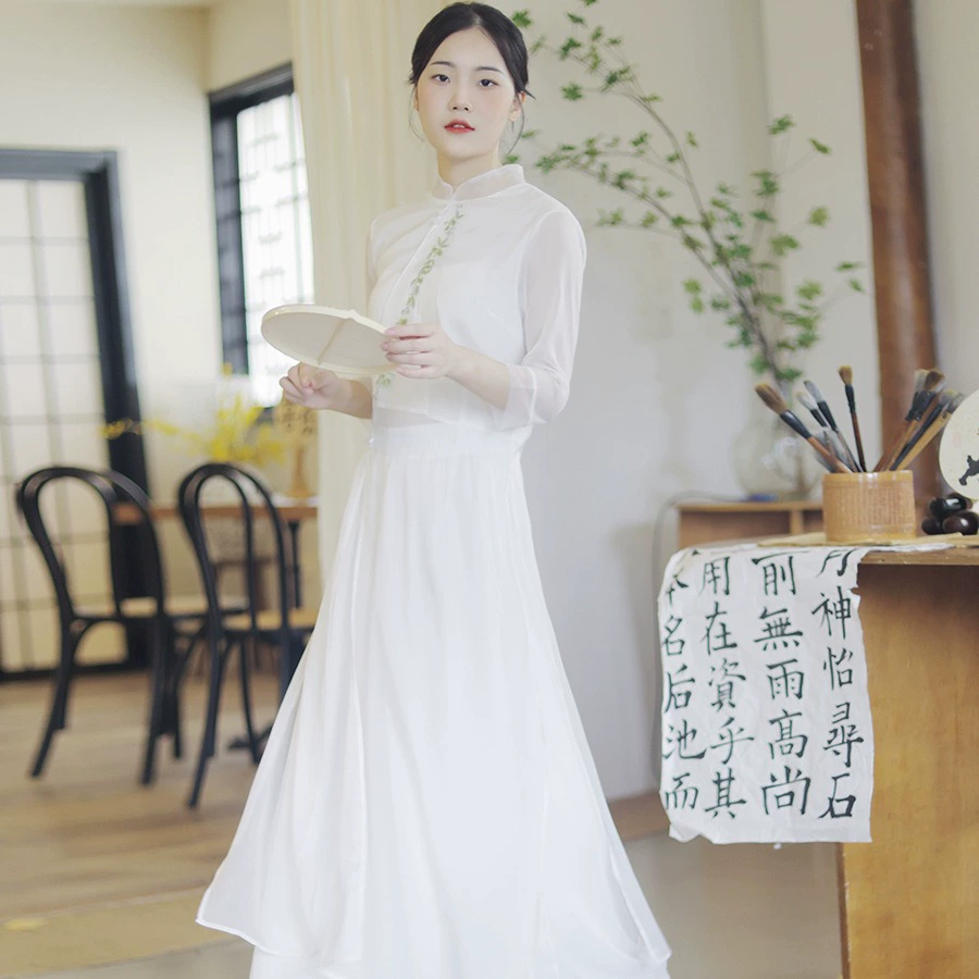 9112 Юбка в новом китайском стиле в национальном стиле, женский костюм Тан, летний дзен-чонсам, Женская ханьфу, дзен-одежда, улучшенная чайная одежда в стиле ретро