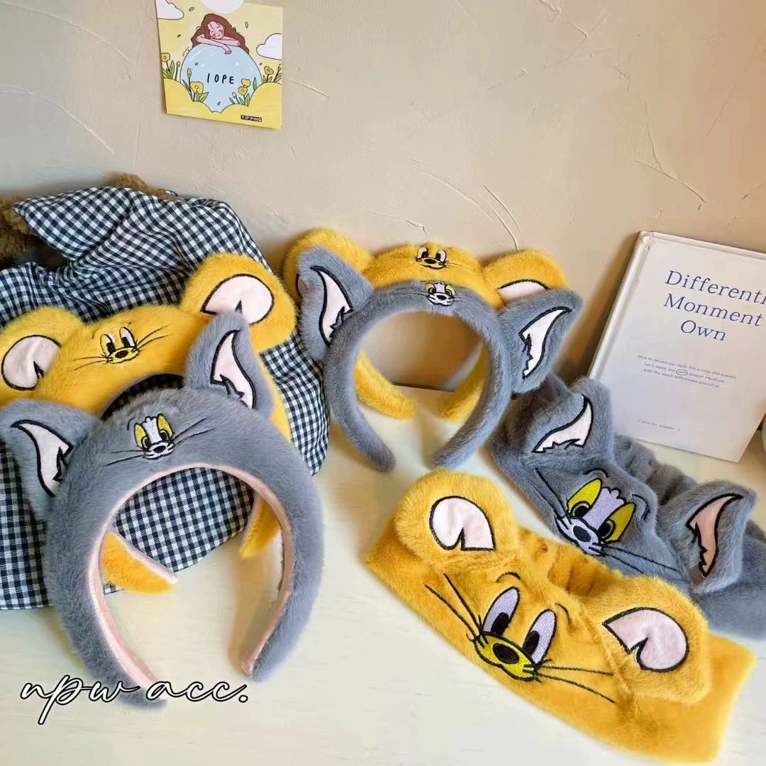 Кошка-мышка для мытья лица обруч для волос милая мультяшная маска для макияжа шнурки для волос