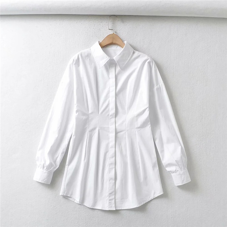 casual all-match long-sleeved mid-length shirt  NSLD22376