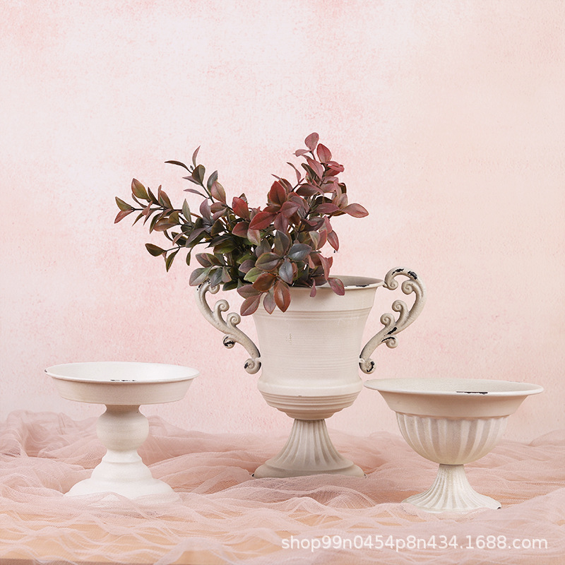 Vintage blanco vintage florero estilo europeo florero boda banquete Hotel decoración del hogar tienda de flores floral