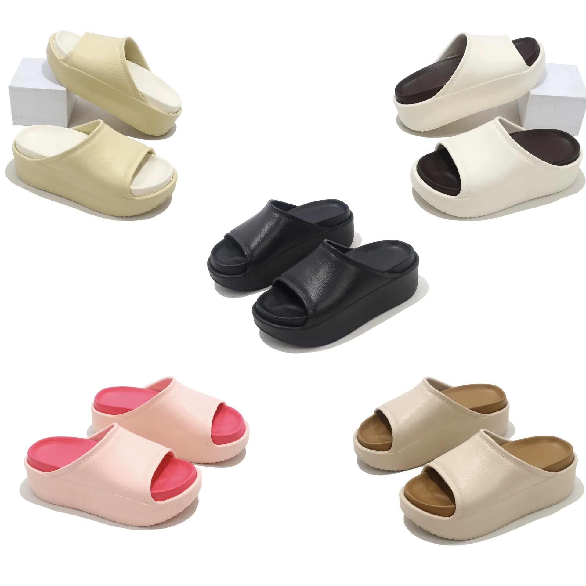 Летняя новая двухцветная нескользящая толстая подошва удобные холодные тапочки