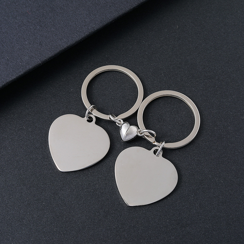 1 Set Quantity Modern Style Classic Style Customization Laser Engraving Heart Shape 201 Stainless Steel Plating Unisex Bag Pendant Keychain