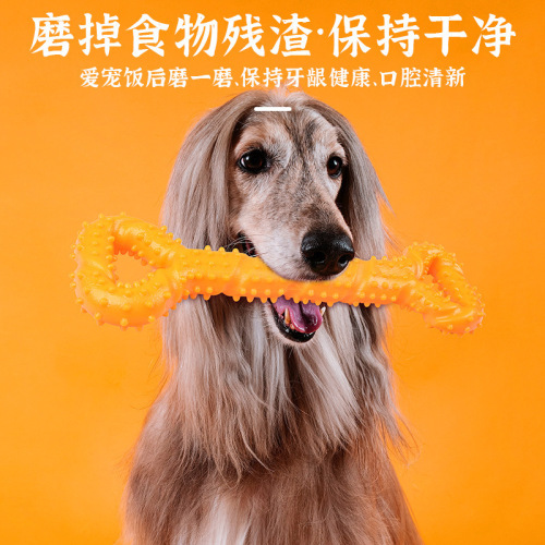 Pet molar double-ended pull stick TPR tooth cleaning trainer bite-resistant stick with spiked bone toy giant bone