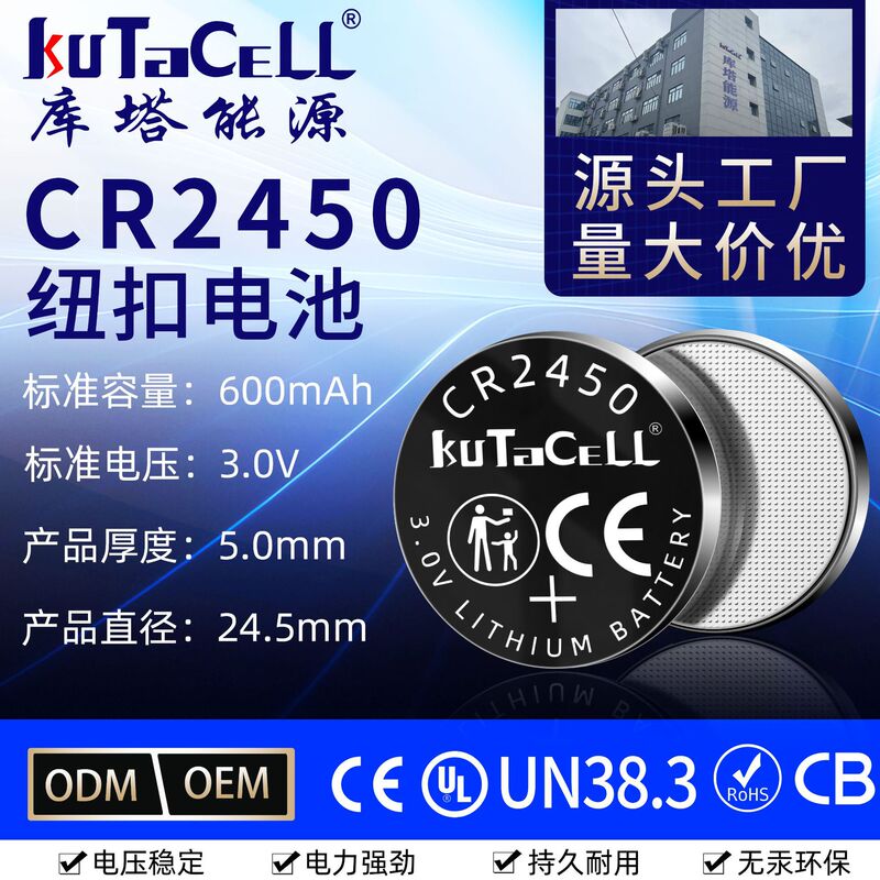 Cr2450 Button Battery Wireless Sensor Battery Rfid Tag Battery Smart Instrument Battery