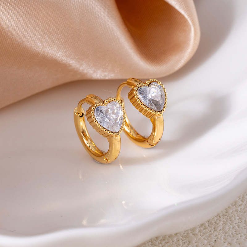 White earrings with zircon