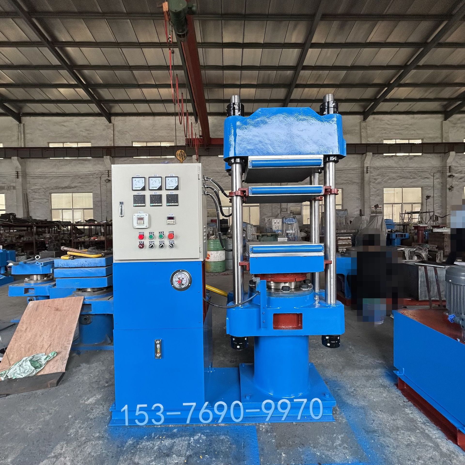 100T柱式硫化机 全自动控制 双层工作台 450x450mm热板 自动恒温