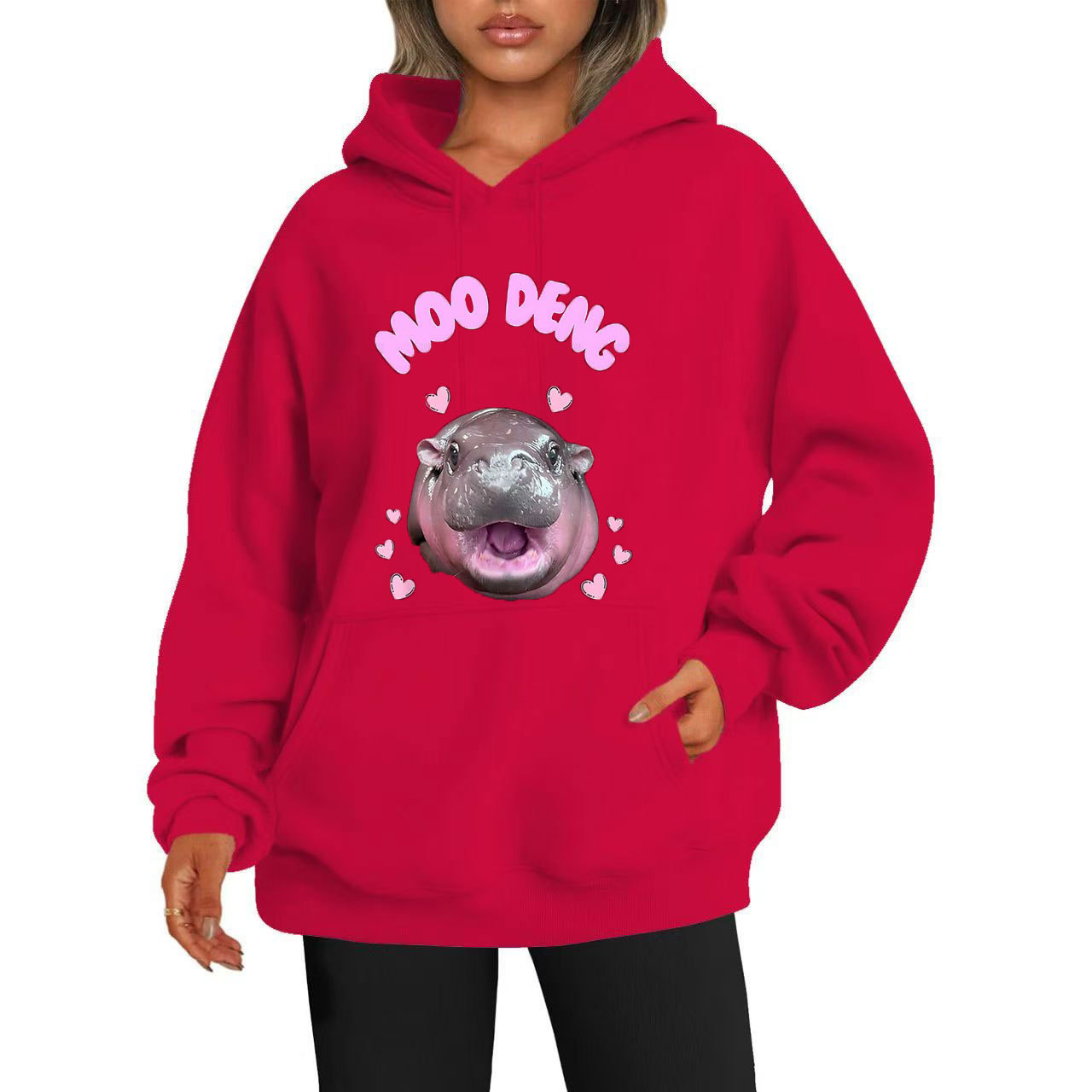 moo deng different couples' sweater spring and autumn 2024 new print high end internet celebrity hoodie_voghion.com