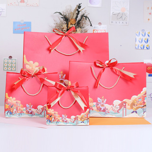 in stock Direct Selling 25 Year of the Snake Spring Festival Gift Big Red Hand Gift Bag New Year Large New Year Wrapping Paper Bag