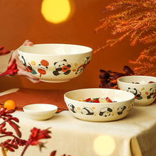 花熊猫葫芦餐具奶油风网红碗盘高颜值家用陶瓷米饭碗汤碗餐盘