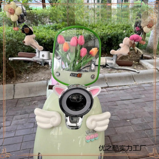 電動車擋風玻璃配飾頭盔裝飾耳朵車燈車貼可愛改瑪台鈴配件可防水