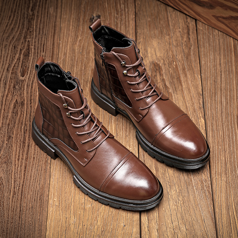 Botas de cuero de hombre de tamaño grande transfronterizo otoño y invierno nuevas botas Martin de moda de hombre estilo británico zapatos de cuero casuales botas retrógradas