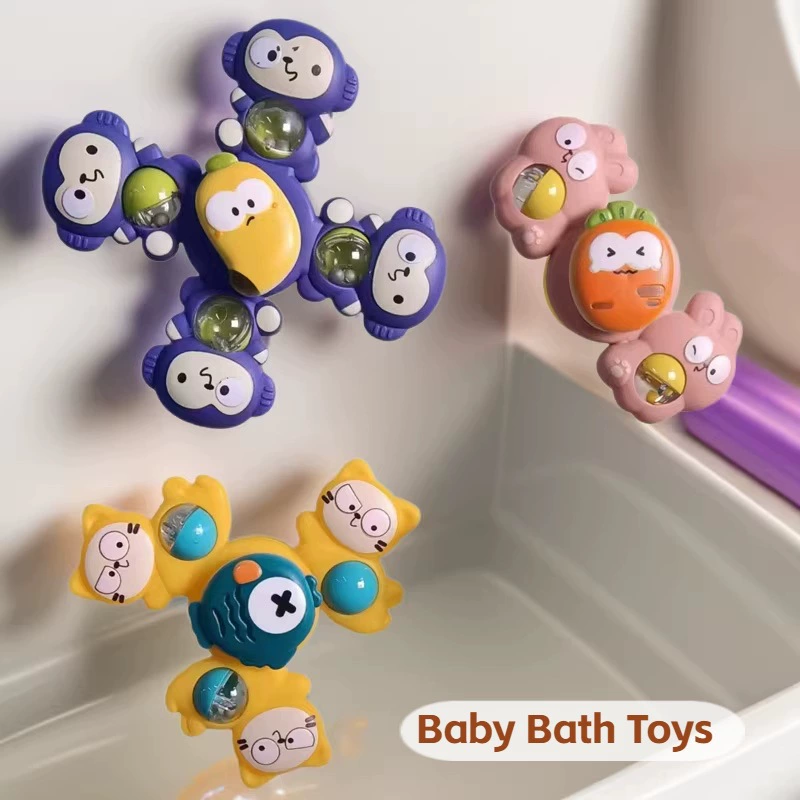 Вращающаяся игрушка-присоска в виде мультяшного животного, развивающая игрушка для игр в воде в ванной для младенцев и малышей, новая трансграничная модель с сертификатом CE.