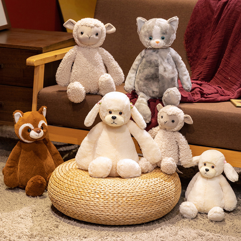 Gatos de dibujos animados mapache poodle muñeca juguete de peluche lindo cordero niño pacificador muñeca regalo de cumpleaños