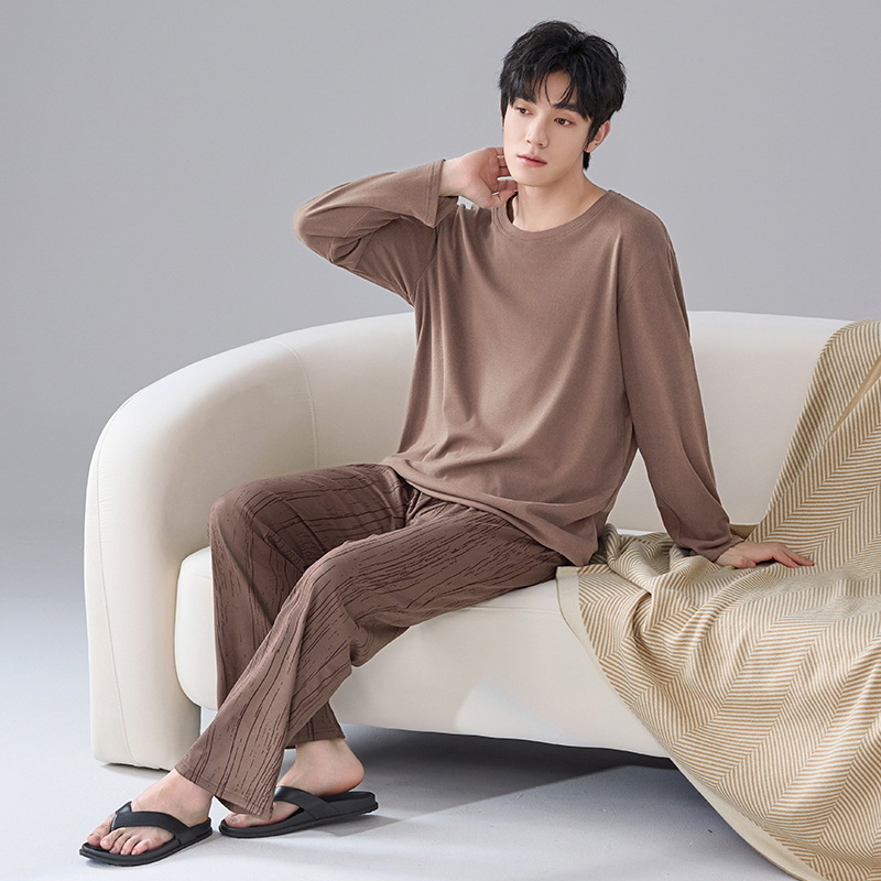 Pijamas para hombres otoño-invierno 2025 nuevo hombre de ternero grueso invierno molido azul conjunto de ropa de casa invierno