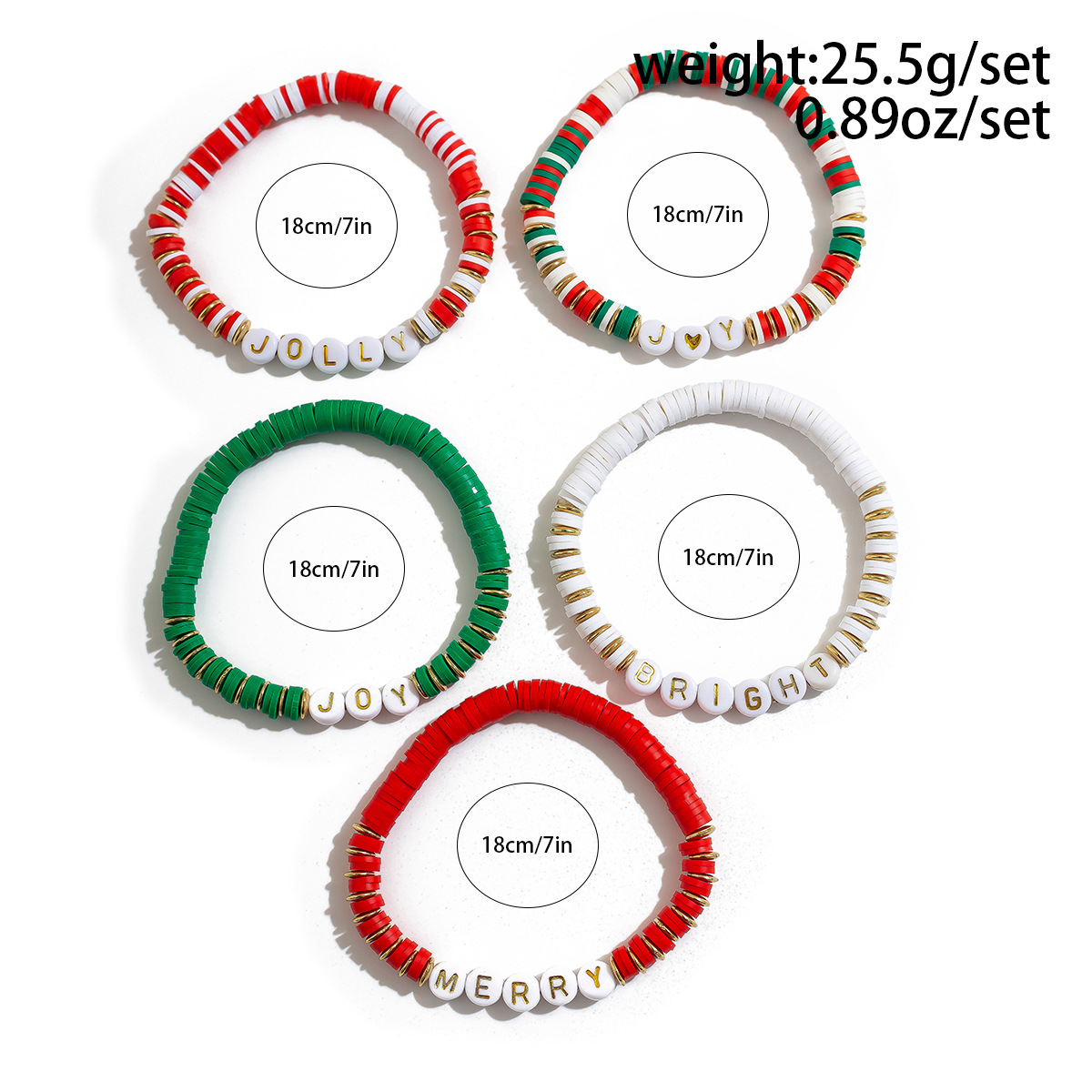 27g Weight Bracelets Classification CCB, Arylic, soft clay Chain Material Beaded Chain Chain Type 1 Set Quantity Party, Festival Occasion CCB, Arylic, soft clay Material Christmas Festival Letter, Heart Shape, Snowman Pattern Women's Gender Cute Style Cute Letter Heart Shape Snowman CCB Arylic Soft Clay Beaded Chain Beaded Bracelets Wholesale 13