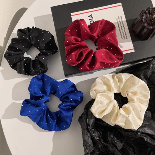 Korean high-end satin dotted large intestine hair ring fat intestine head rope French temperament silk head flower ball hair accessory