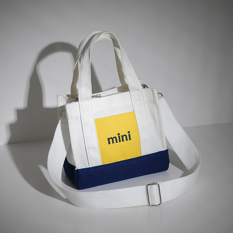 Contraste de color mini letra ins lienzo bolso de hombro bolso de mano bolsa de almacenamiento fresco todo partido 2021 bolso de lona de moda