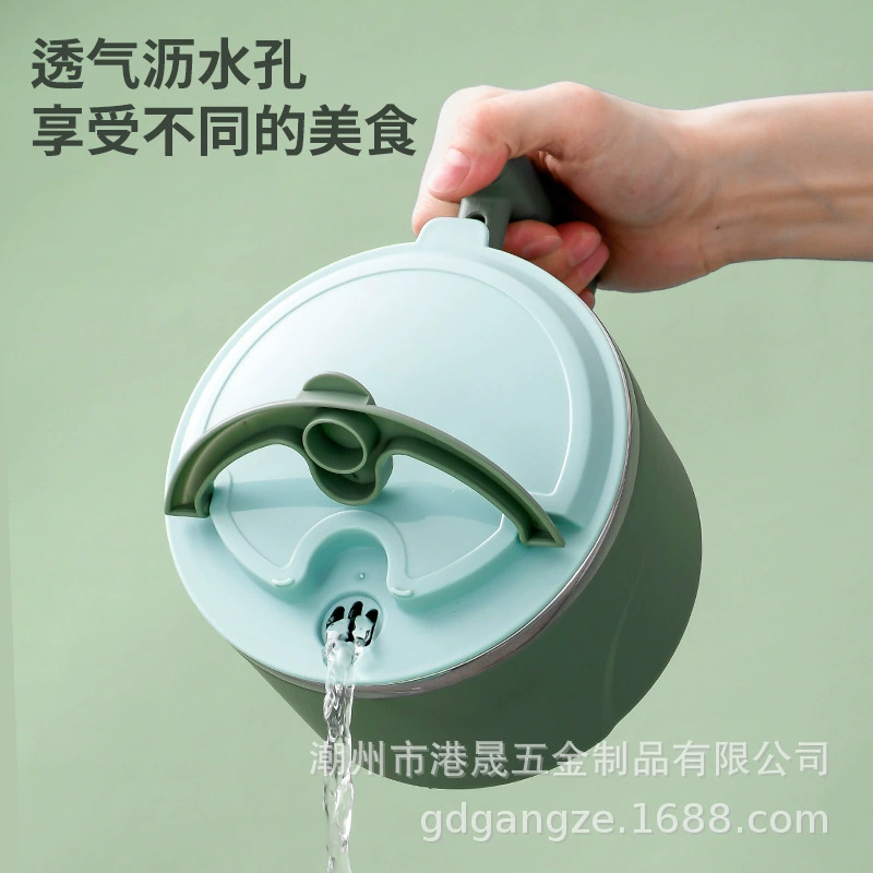 Gangze новый продукт 304 миска для лапши быстрого приготовления Ланч-бокс круглая Однослойная большая емкость Ланч-бокс миска для супа миска для риса с защитой от ожогов с ручкой