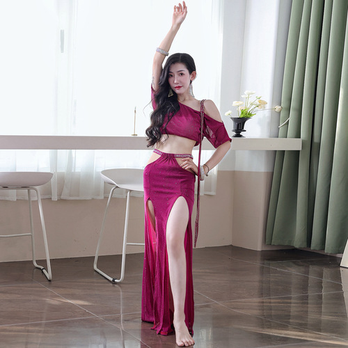 Belly Dance  Autumn New Practice Clothes Sexy Hot Diamond High Waist Long Skirt Suit Oriental Dance Watch #910
