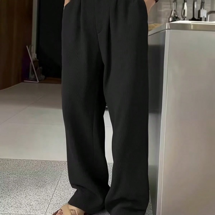 Men's Clothing Casual Pants Solid Color Button And Zipper New Style Spring_viptrois.com