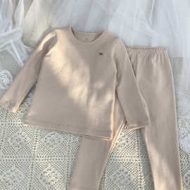 亲肤小暖炉~韩版男女童秋冬打底套装柔软舒适德绒秋衣秋裤家居服