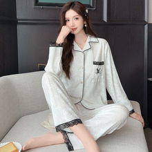 秋冬气质居家服套装时尚新款简约加绒镂空印花大牌同款保暖舒适