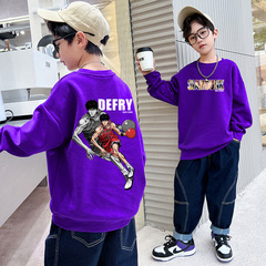 Kids' Hoodie Spring and Autumn New Medium and Large Children's Spring and Autumn Base Trendy Cool Korean Version Cartoon Print Long-Sleeve Autumn and Winter Top