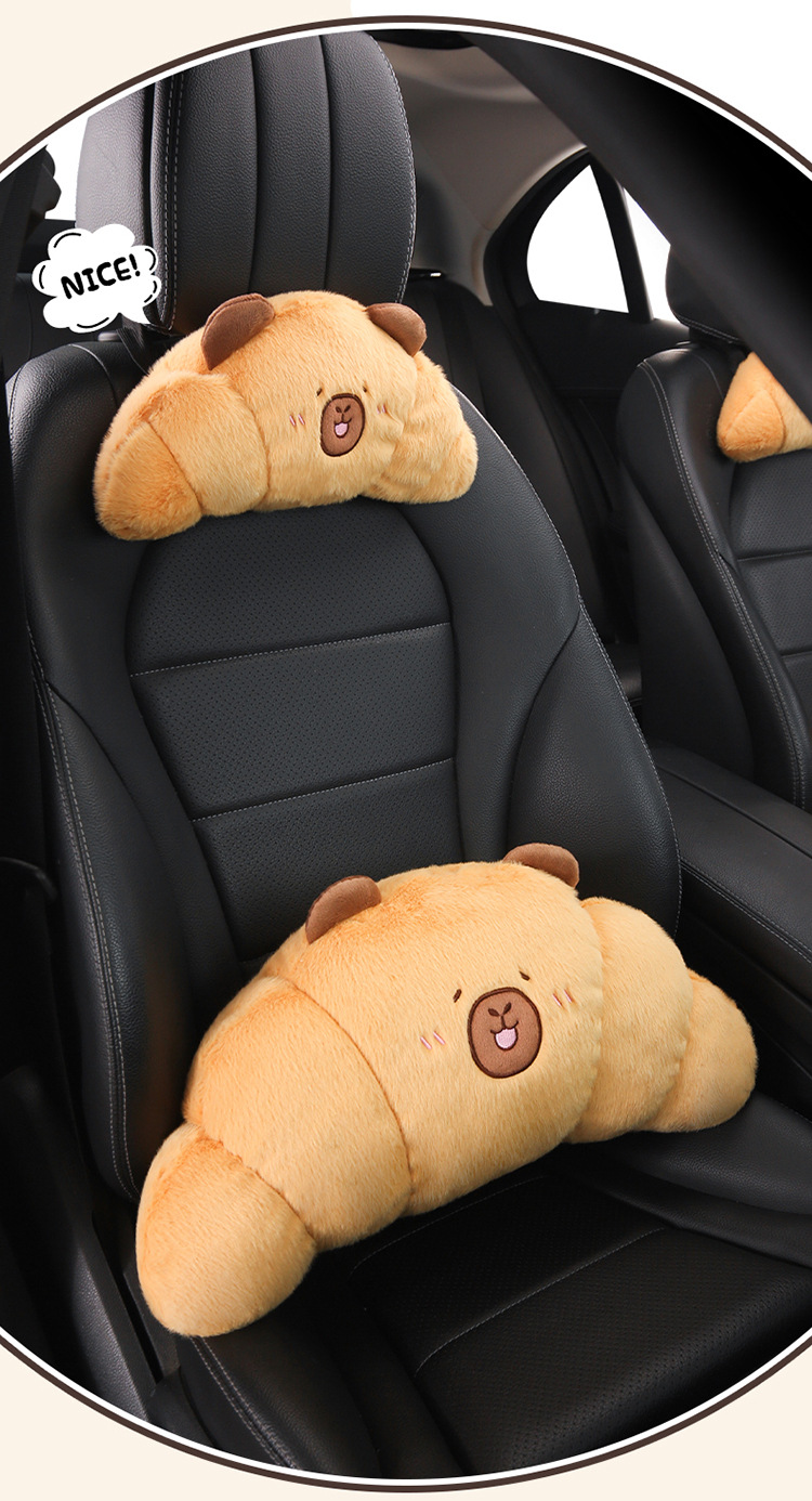 Plush Car Headrest Pillow, Neck Pillow, Cute Cushion, Car Seat Cushion, Cartoon Quirky Croissant Muscle Kt